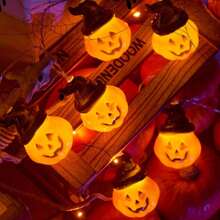 1 件 10/20 LED 万圣节小南瓜带黑帽子灯串恐怖氛围吊灯电池供电适用于家庭卧室门节日万圣节室内外派对酒吧装饰万圣节装饰灯家居装饰派对装饰万圣节装饰房间装饰万圣节花园装饰礼物仙女