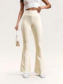 Women's High Waist Stretchy Dress Pants - Slim Fit Work Pants With Tummy Control, Breathable Office To Casual Trousers For Business & Date Night - Beige - View 4