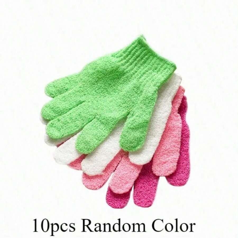 Guantes de cepillo de baño exfoliantes de nailon, guantes exfoliantes de doble cara para belleza, Spa, masaje, depurador de ducha de piel QZJC - 10 piezas de colores aleatorios - Ver 1
