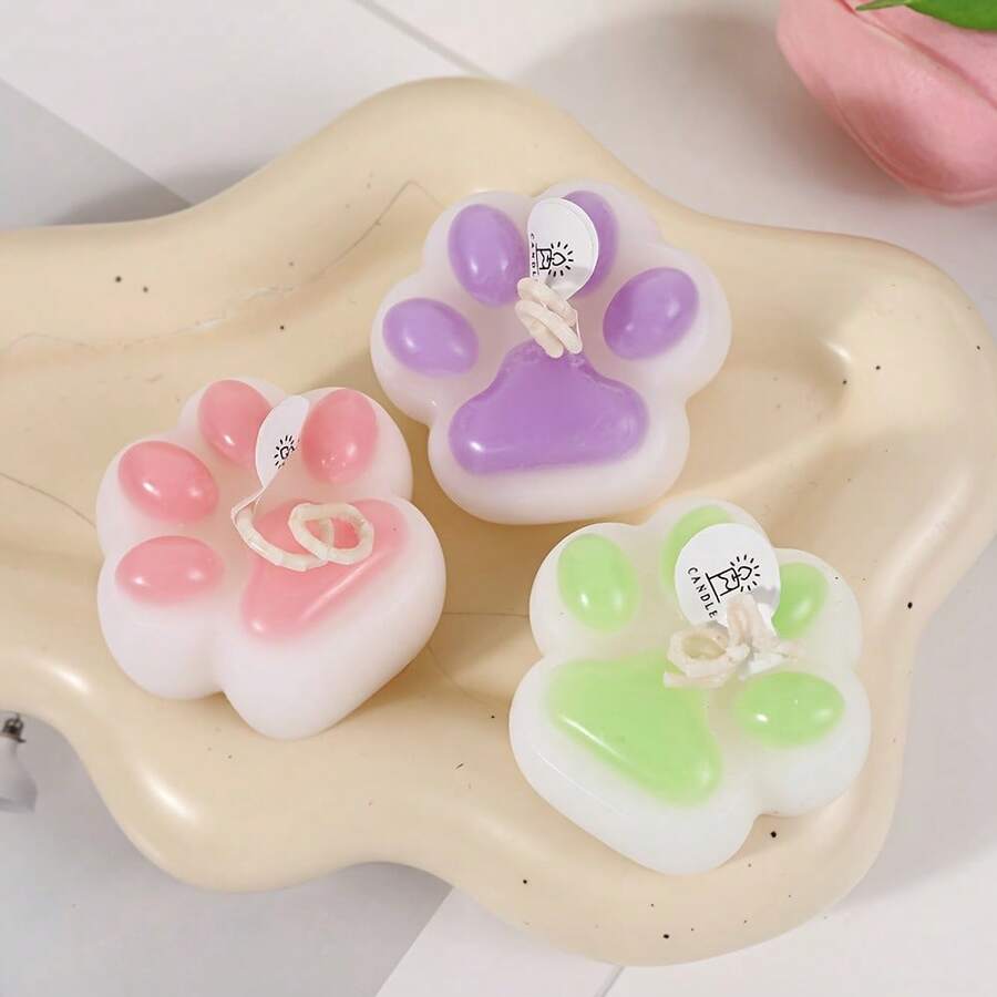 6pcs Cat Paw Shaped Candles, Creative Fragrance Candles Home Decor, Suitable For Gifts, National Day, Birthday Party, Valentine's Day, Back To School, Candlelight Dinner In Living Room, Bedroom, Bathroom