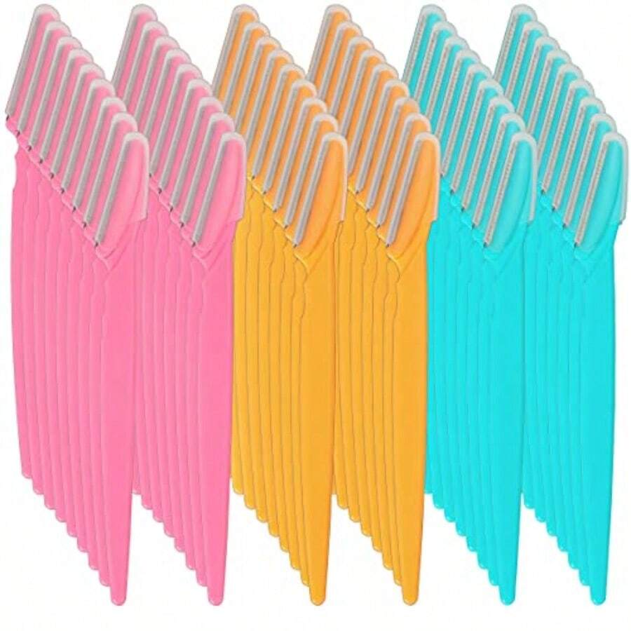 Eyebrow Razor Eyew Razor 54 Pcs Eyew Razors Wit Safety Cover Face Razor  Women And Man Smoots Away Peac Fuzz Ea To Use Eyew Knife  Trimming And Saping Eyews 3 Colors - như hình ảnh - Xem 1