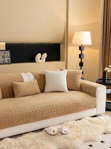 1 件牛奶丝绒格子沙发垫套，适合所有季节，简约清新沙发套，适用于 1-4 人座沙发、L 型沙发、装饰沙发、沙发保护套、防滑、防尘、防猫抓，适用于客厅、卧室、书房、办公室、俱乐部、户外、宠物友好型 - 咖啡棕 - 查看 6