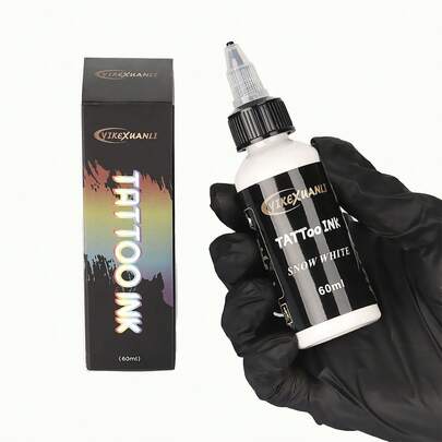 yikexuanli 60ml Tinta de Tatuaje Blanca, Pigmento de Tatuaje Concentrado Estándar con Color Uniforme, Vívido y Brillante, Tinta de Tatuaje Profesional para Arte Corporal