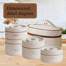 5件套不锈钢保温午餐盒和午餐袋套装，防漏保鲜，可微波炉加热，带提手，适合学校、旅行、办公、返校季使用。 - 彩色 - 查看 4