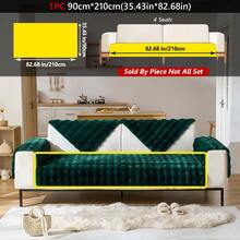 1pc Plush Rabbit Fur Sofa Cushion Cover, Thickened Sofa Protector, Non-Slip Sofa Slipcover, Suitable For Home, Living Room, Bedroom, Office, 4 Seasons - Dark Green - View 18