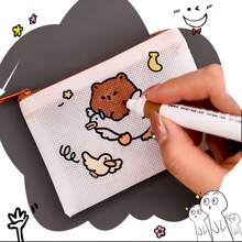 1 bolsa de moedas com estampa de capivara para a volta às aulas, bolsa pequena infantil de tecido não tecido feita à mão, porta-cartões de alta qualidade, bolsa para armazenamento de pintura, colorir faça você mesmo, melhorar a habilidade prática, pintar sua própria bolsa de armazenamento