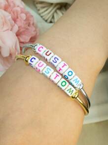 Custom Bracelets With Name,Personalized Bracelets For Women,Men Bracelet,Customized Couples Bracelets,Customizable Stainless Steel Bracelet,Gold,Silver,Birthday Gifts,Wedding Gifts,Valentine's Day Gifts,Daily Wear,Acrylic Text,Anniversary,Leisure,Fashion,Bridesmaids,Besties,Sisters,Proms,Parties