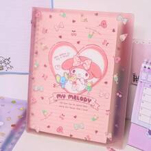 Sanrio 1 Pieza Cuaderno de hojas sueltas de gran capacidad tamaño B5 con diseño de dibujos animados, cuaderno de notas, diario de planificación, suministros de papelería, útiles escolares, estilo simple, versión coreana fresca, diseño creativo con corazón, suministros de oficina, material de estudio, esencial para exámenes de posgrado y corrección de errores