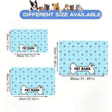 1 pieza Almohadilla de alimentación para mascotas personalizada con nombre - Antideslizante, de fibra de poliéster de secado rápido, diseño de huella de pata en forma de hueso, "Nombre de mascota" personalizado, decoración del hogar creativa y regalo