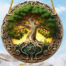 1 件亚克力生命之树捕光器，2D 平面，彩色玻璃吊坠，适用于花园、门廊、房间、客厅壁挂、花环装饰 - 彩色 - 查看 9