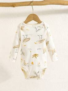 5件套男婴长袖卡通动物刺绣连体衣，易穿婴儿连体衣 - 彩色 - 查看 3