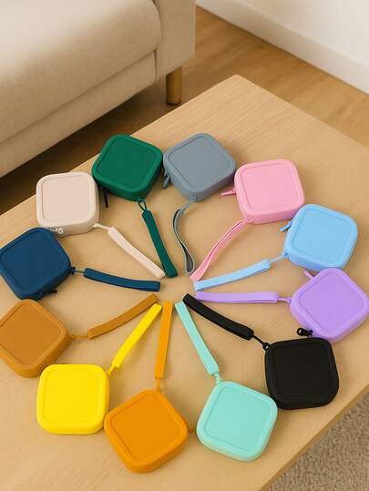 1 Piece Of Silicone Square Bag, Portable Cosmetic Bag, Change Purse, Data Cable, Jewelry Storage Bag, Lipstick Bag, Practical And Large Capacity, Can Hold Skin Care, Makeup, Toiletries, Digital Storage, Etc. Comfortable Wide Handle, Easy To Carry, Suitable For Home, Work, And Travel.