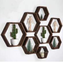 Estante de pared flotante hexagonal, estante de almacenamiento hexagonal - para amantes de la decoración del hogar - regalo perfecto - adecuado para baño, dormitorio - M - Ver 3