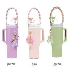 Set für 30/40 Oz Becher, inklusive Henkelriemen, Plüschball und Schlüsselanhänger, schöne Wasserbecherdekorationen