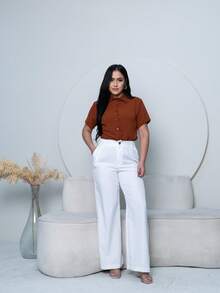 Short Sleeve Shirt In Dune Fabric - Brown - View 4