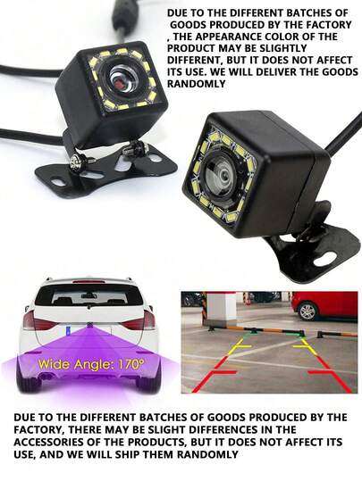 1pc Reversible Image Night Vision 12LED Automatic Camera High Definition CCD Automatic Front View Camera Wide Angle Car Rear View Backup Camera RV Reverse Parking Assist