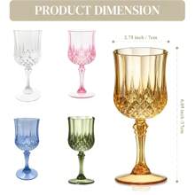 1/3/6/12/24 pièces Verres à vin en plastique réutilisables vintage gaufrés, coupes à champagne robustes, verres à jus convenant pour les fêtes et les mariages