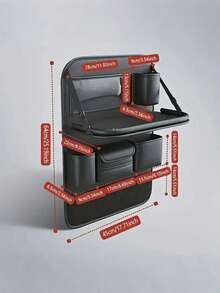 耐用仿皮汽车座椅靠背储物盒 - 多功能、耐用的储物盒，配有笔记本电脑隔层、杯架等，适用于 SUV 和轿车，是送给驾驶员的完美礼物，必备的汽车储物整理器 - 彩色 - 查看 3