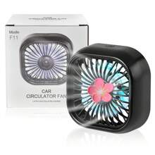 1 pieza Ventilador de salida de aire del coche con ajuste USB, ventilador turbo de 7 aspas de gran potencia con luz atmosférica de color degradado, bajo nivel de ruido y función múltiple, mini ventilador de refrigeración interior para el automóvil