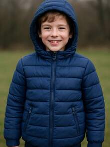 Bobojaco Boys' Puffer Jacket With Removable Hood - Navy Blue - View 3