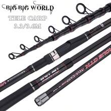 BIGBIGWORLD Canna da pesca per carpa telescopica, punta in fibra di carbonio, peso 1,47 kg, lunghezza 3,3 metri/3,6 m, mulinello da viaggio, in fibra di carbonio ad alta resistenza, lunghezza ripiegata circa 92 cm - nero - Visualizzare 1