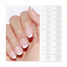 20 miếng dán móng tay gel UV bán khô của Pháp bóng bẩy toàn diện, cần phải được làm khô dưới ánh sáng, có thể sử dụng để cải thiện móng tay chất lượng tại tiệm, có thể đeo trong hơn 10 ngày - trắng - Xem 3