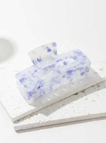 1pc Women's Marble Texture Square Hollow Colorful Hair Claw Clip, Daily Hairstyle Accessory Hair Accessories