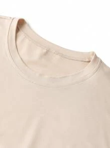 Camiseta holgada casual de cuello crew con estampado de letra para hombre