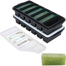 1/2 Cup Silicone Freezer Tray With Lid  Silicone Freezer Molds 2Pack For Meal Prep  Freezing Of Various Saus And Other Dishes, Makes 12 Perfect 1/2 Cup Portions Cubes, Oven And Dishwasher Safe