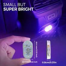 CyberDyer 2 szt. bezprzewodowe oświetlenie wewnętrzne LED do samochodu, 2 kolory oświetlenia wewnętrznego z 6 jasnymi koralikami LED, przenośna, ładowalna przez USB, dotykowa lampka nocna LED do wnętrza samochodu, dekoracja, akcesoria samochodowe, regały, szafki nocne, szafy