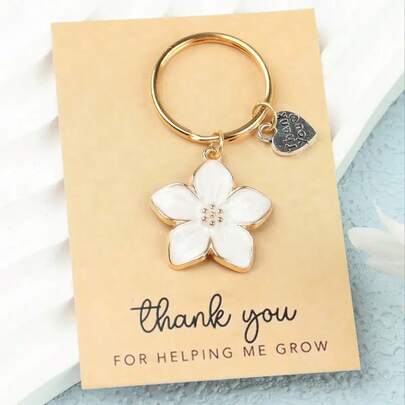 1pc/3pcs White Cherry Blossom Love Keychain, With The Phrase "Thank You For Helping Me Grow, Encouraged Card" On It, The Ideal Thank You Gift For Teachers, Coaches, Mentors, Parents And Friends | Fashion Accessories, Ideal Gift, Suitable For Women Car Accessories Cute Goth Y2k Halloween Accessories Teachers Day Bag Accessories Lanyards With Id Holder Car Accessories Bag Charms Christmas Car Accessories Sister Gift Ideas Gifts For Mother, Father, Graduation, And Teacher