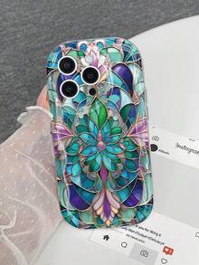 1 pieza Funda protectora de teléfono resistente a caídas, con impresión de aceite brillante de cristal de moda, adecuada para iPhone11 12 13 14 11Promax 12Promax 13Promax 14Promax XR 15 15PRO 15PROMAX, GalaxyA05/A15/A25/A35/A53/A54/A55/S23/S24/S25