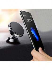 高级磁吸式车载手机支架 - 兼容三星及其他智能手机 - 固定牢固，角度可调，紧凑型铝合金设计，方便导航和免提使用 - 彩色 - 查看 2