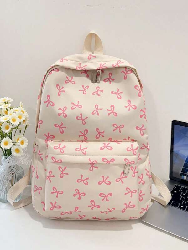 Simple Solid Color Versatile Large Capacity Student B Ackpack Back To School Bookbag