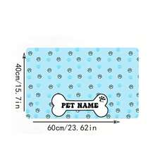1 pieza Almohadilla de alimentación para mascotas personalizada con nombre - Antideslizante, de fibra de poliéster de secado rápido, diseño de huella de pata en forma de hueso, "Nombre de mascota" personalizado, decoración del hogar creativa y regalo