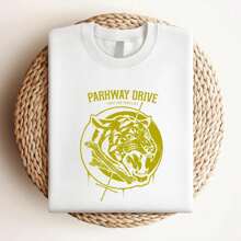 180g Pure Cotton PARKWAY DRIVE TIGER FIGHT FOR YOUR LIFE T-SHIRT NEW OFFICIAL ATLAS IRE HORIZONS Summer Stylish Unisex Stretched Streetwear Graphic Fashion Designer Clothes Top For Everyday Wear Comfortable Casual Versatile Slightly Print Round Neck Short Sleeve For Women Soft Breathable Men