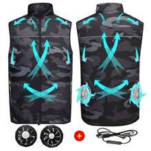 Camouflage Cooling Vest | Dual Fans, Essential For Construction Site/Outdoor Work To Beat The Heat, Powered By Power Bank (Power Bank Not Included) - Multicolor - View 2