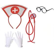 4/2/1pc Halloween Sexy Nurse Cross Headband Stethoscope Pen Set Cosplay Party Series Single Dance Costume Accessories, Christmas Women Whimsical Fashion Basic Outfit Set