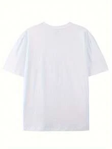 ¿Adam Cat? Camiseta de patrón creativo de gato divertido, camiseta de algodón puro de verano con estampado humorístico, estilo casual diario de manga corta - Blanco - Ver 2