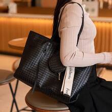 Women Tote Bags - 編織黑 - 查看 6