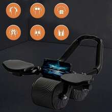 Abdominal Wheel Elbow Support Automatic Recoil Abdominal Muscle Wheel With Timer + Knee Protection Mat - Black - View 6