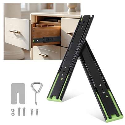 5 Pair Soft Close Drawer Runners, 12/14/16 Inch Drawer Slides 100LB Capacity,Draw Sliders Full Extension Ball Bearing Kitchen Cabinet Replacement Black/White Draw Runners Side Mount, Cabinet Drawer Slides For Dresser, Kitchen