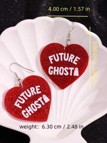 1 对时尚闪亮心形和幽灵设计耳环，优雅女士珠宝，适合日常佩戴、节日和派对