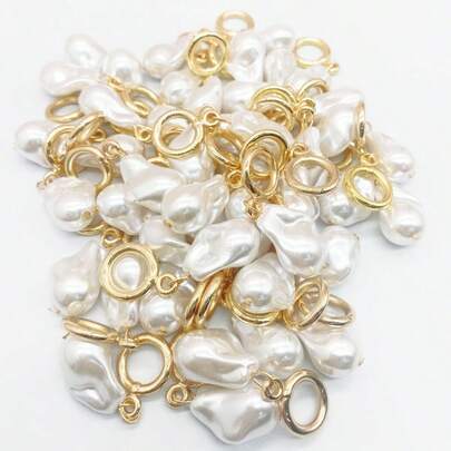 5pcs/10pcs Asymmetrical Faux Pearl Pendant Charms DIY Bracelet Necklace Earring Accessories