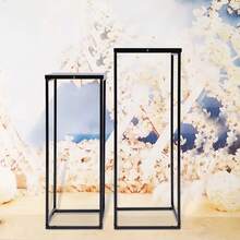 Bazargame 2pcs Black Metal Plant Stand Square Flower Holder Wedding Decor Rack Home Garden Display - Black - View 1