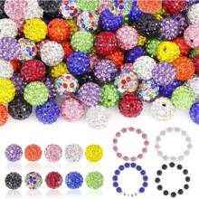 30/100 Stück Mehrfarbige Strass-Perlen, Glänzende Ton Weihnachts-Perlen-Armband, Baseball Halskette, Ohrringe, handgemachte und DIY glänzende runde Shamballa Discokugel-Perlen (Großpackung)