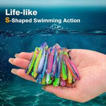 30pcs Double Color T-Tail Soft Bait Set 6cm/ 2.36inch Durable Plastic Bait Swimmer For Saltwater Freshwater Fishing - Multicolor - View 5