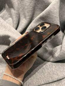 Vintage Black Brown Tortoiseshell Foil Texture Phone Case Compatible With IPhone 16 Pro Max, Apple 15, Soft Cover For 14 New, 12 Pro, 13 Pro Max, Anti-Fall Protective Cover For Women. The Color May Vary Slightly Under Different Display Angles. Waterproof Shockproof Scratch Resistant - Dark Brown - View 2