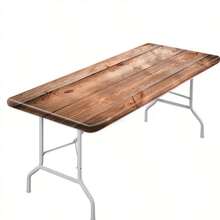 1 件弹性边缘设计桌布，天然木纹图案 - 弹性桌布，增强家居装饰，色彩鲜艳，户外桌布，野餐配件，适合室内和室外使用 - 黑色 - 查看 14