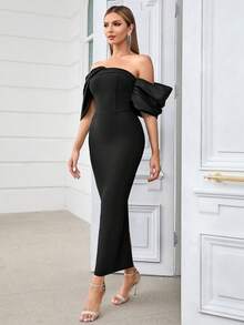 Barlahlsen Minimalist Elegant Off Shoulder Dress Black - Black - View 6